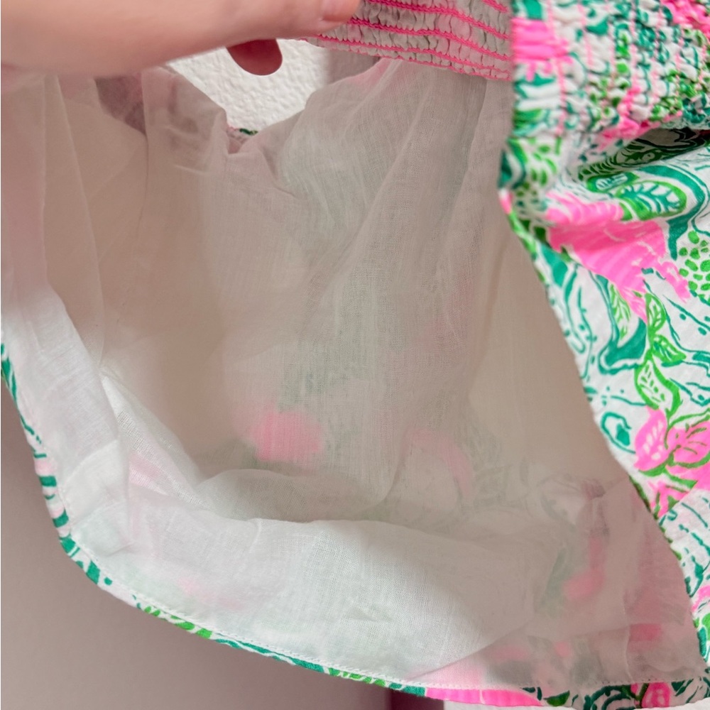 Lilly Pulitzer Kasida Ruffle One Crop Top in Botanical Green Just Wing It - Picture 10 of 11